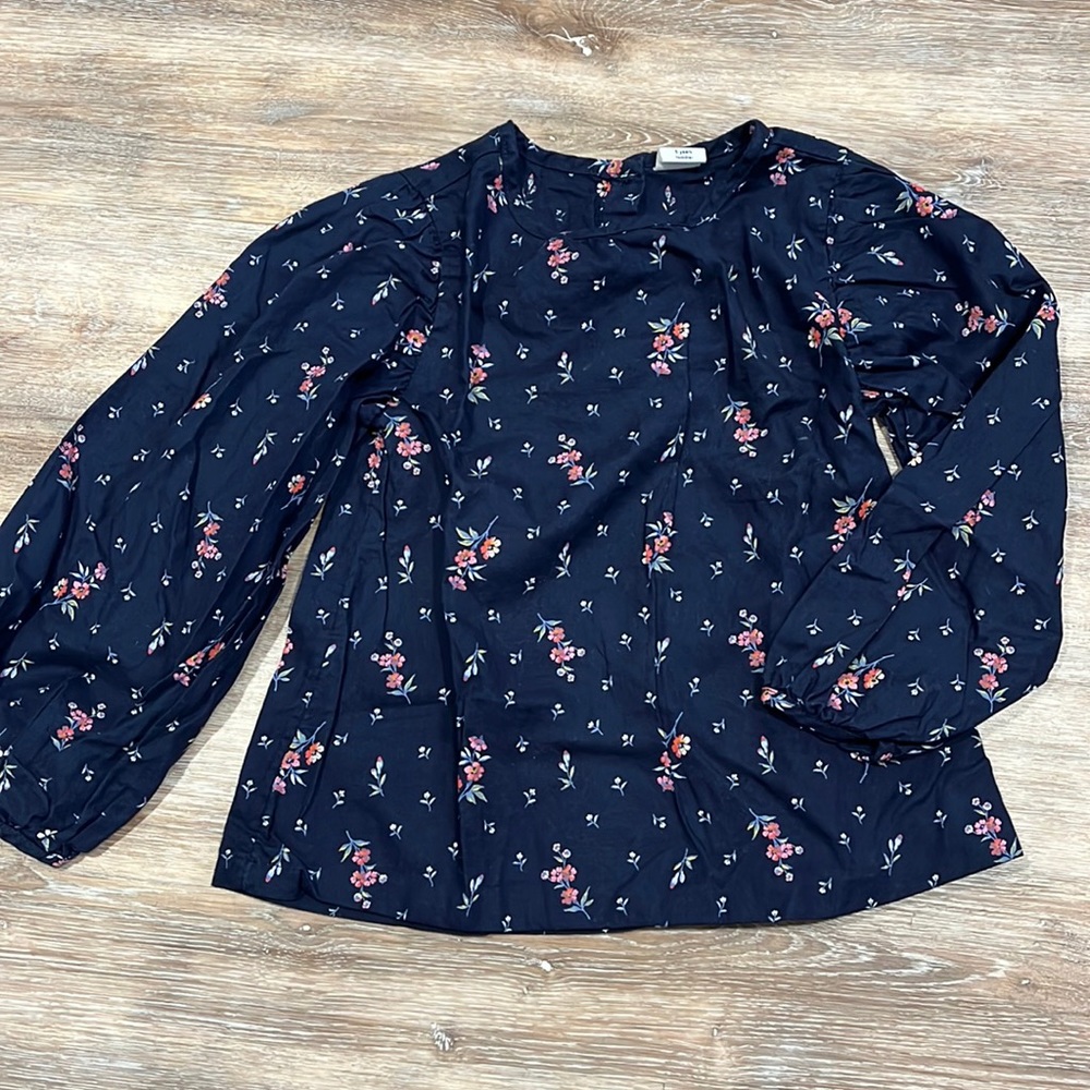 Gap Girls floral print woven top, navy, size 5T